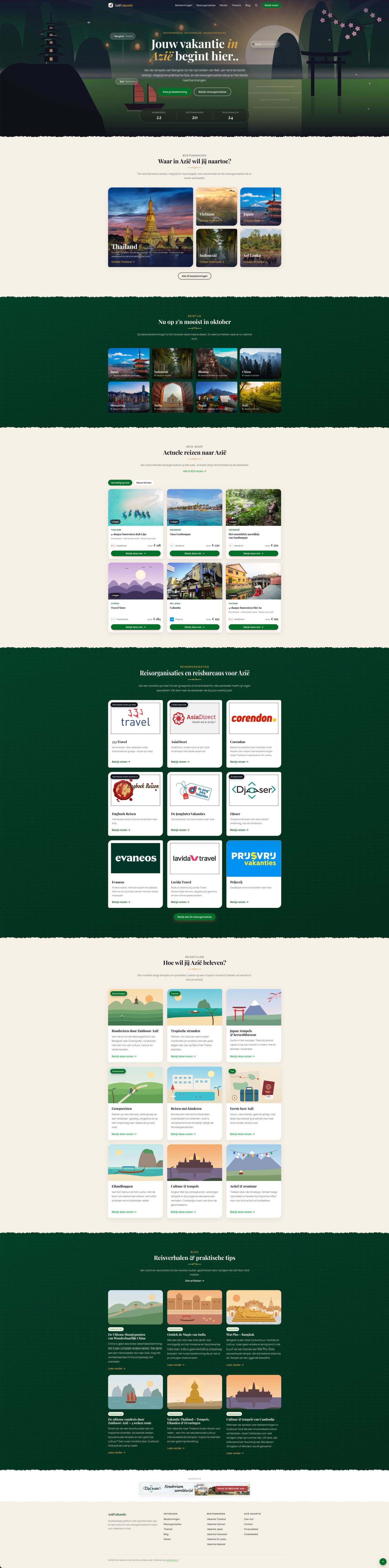 Screenshot van de website Informatie en Reizen naar Azie