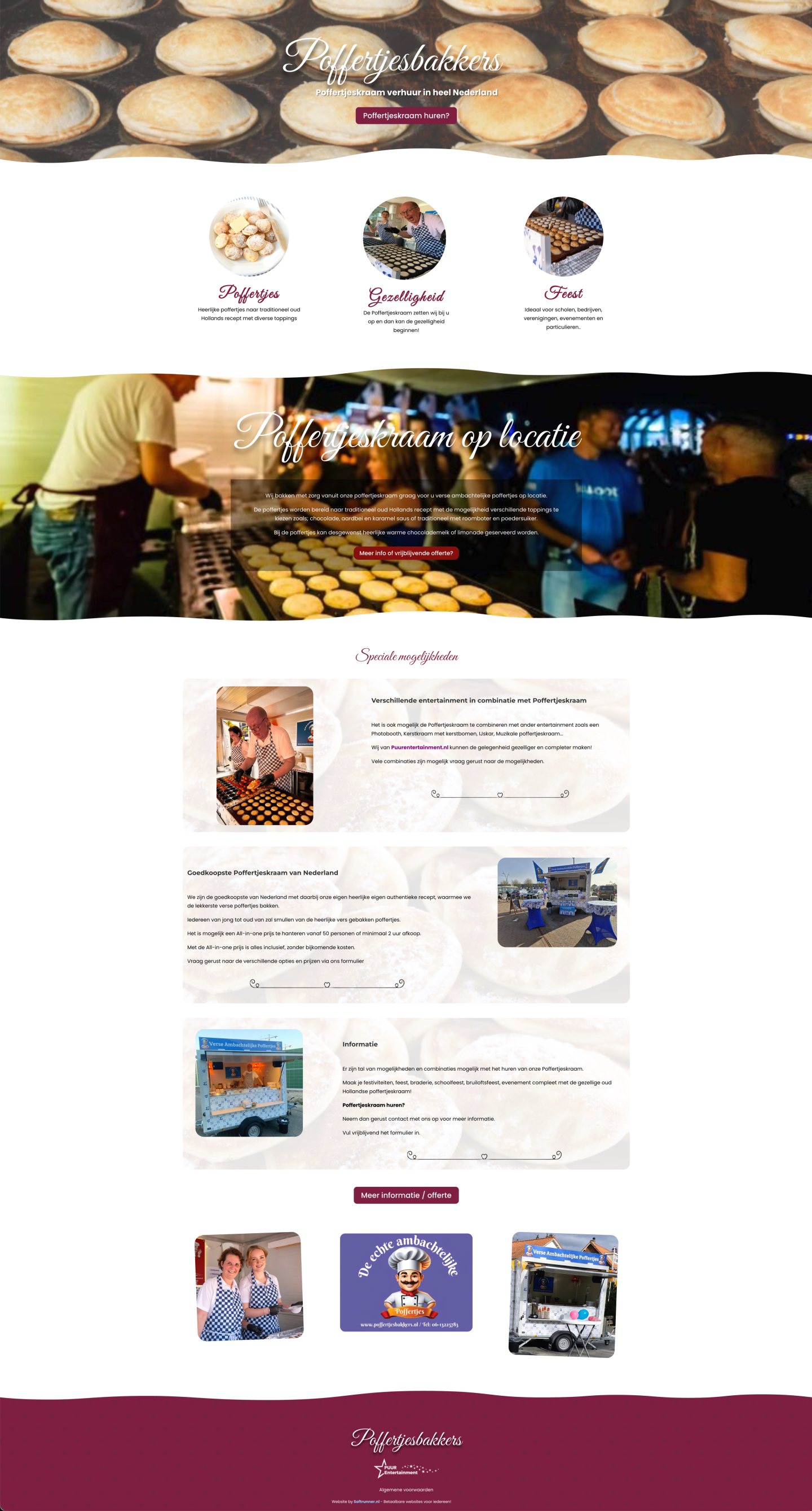 Screenshot van de website Poffertjes bakkers