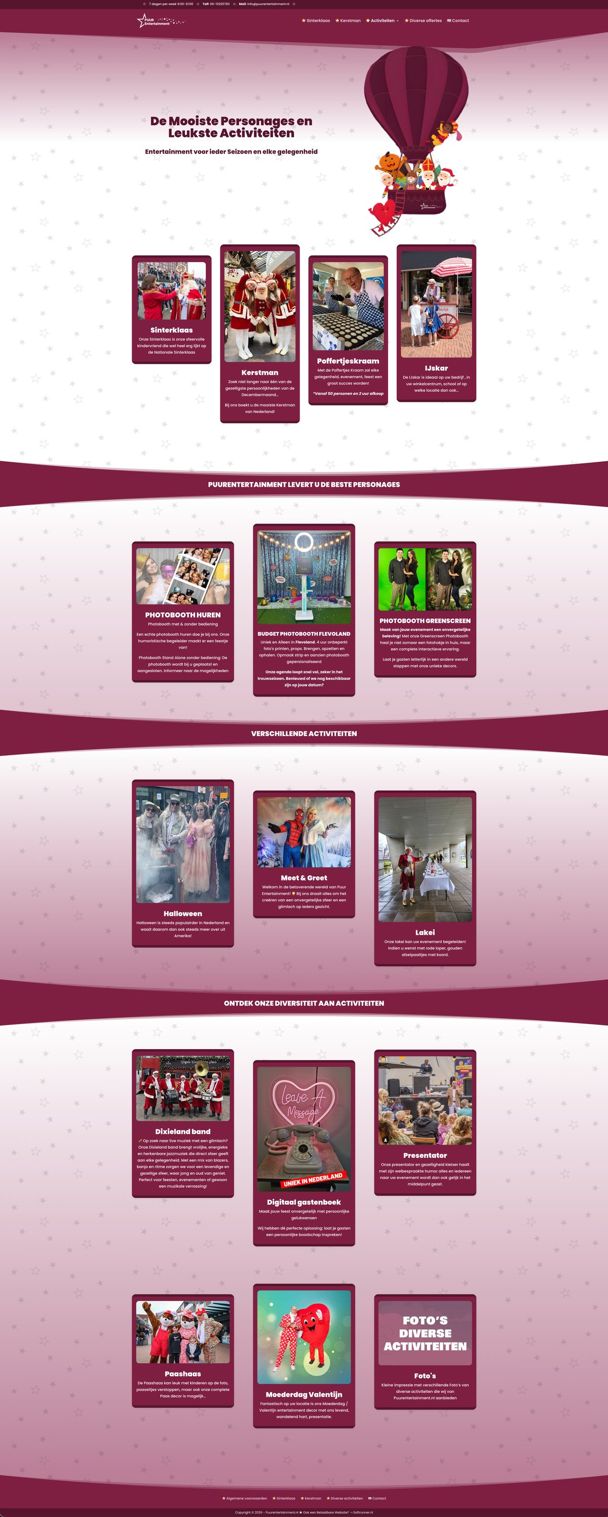 Screenshot van de website Puurentertainment